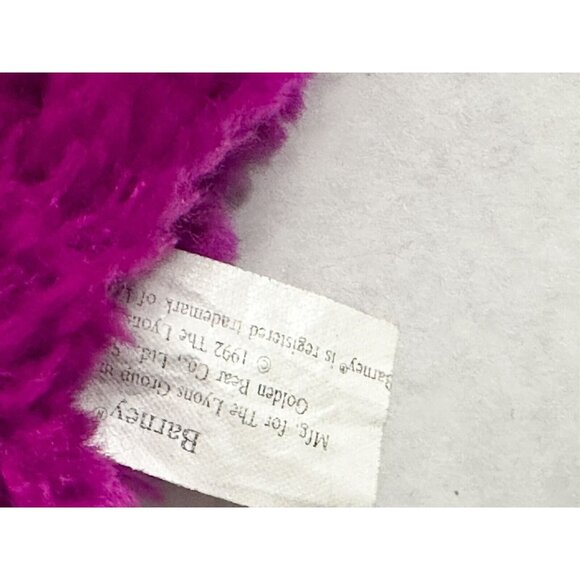 Lyons Group 1993 Barney The Purple Dinosaur Hand Puppet Kids Plush Embroidery - Picture 4 of 7